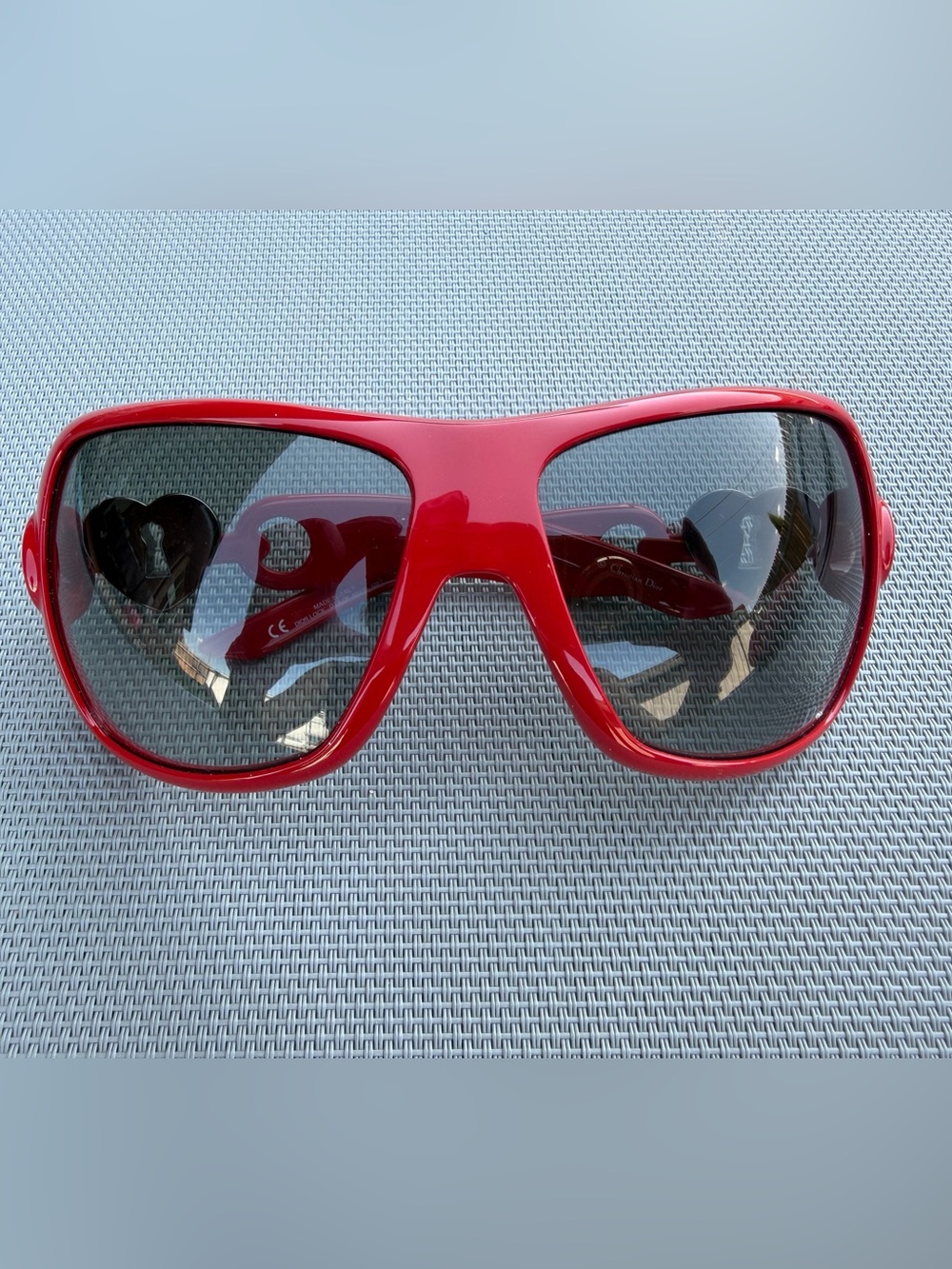 RARE Vintage Dior Heart Lock Red Oversized Sunglasses… - Gem